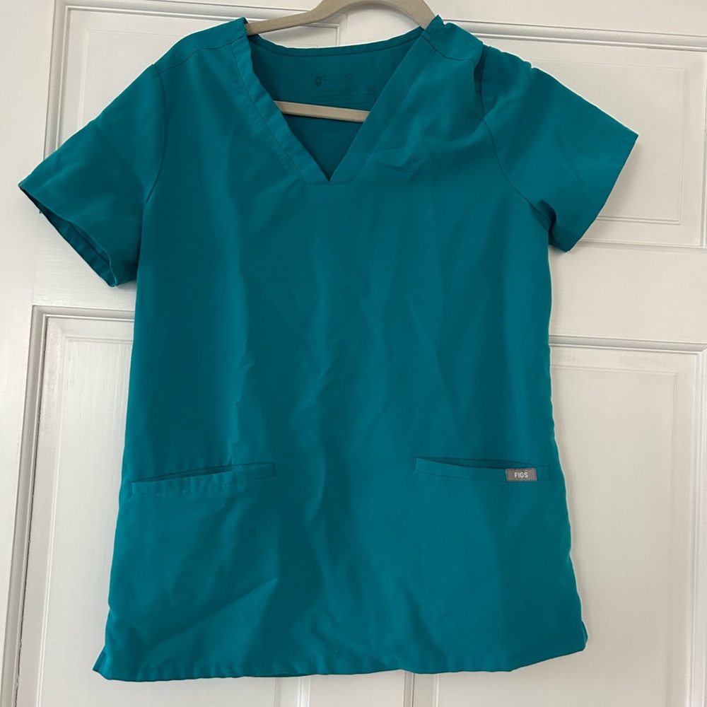 Figs teal scrub top